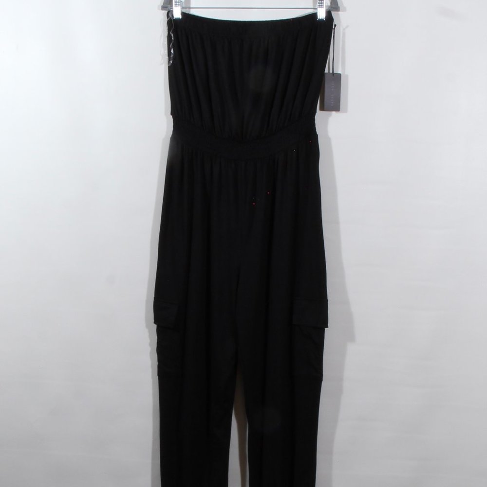 Faded Rose Black Full-Length Strapless Romper Size Large